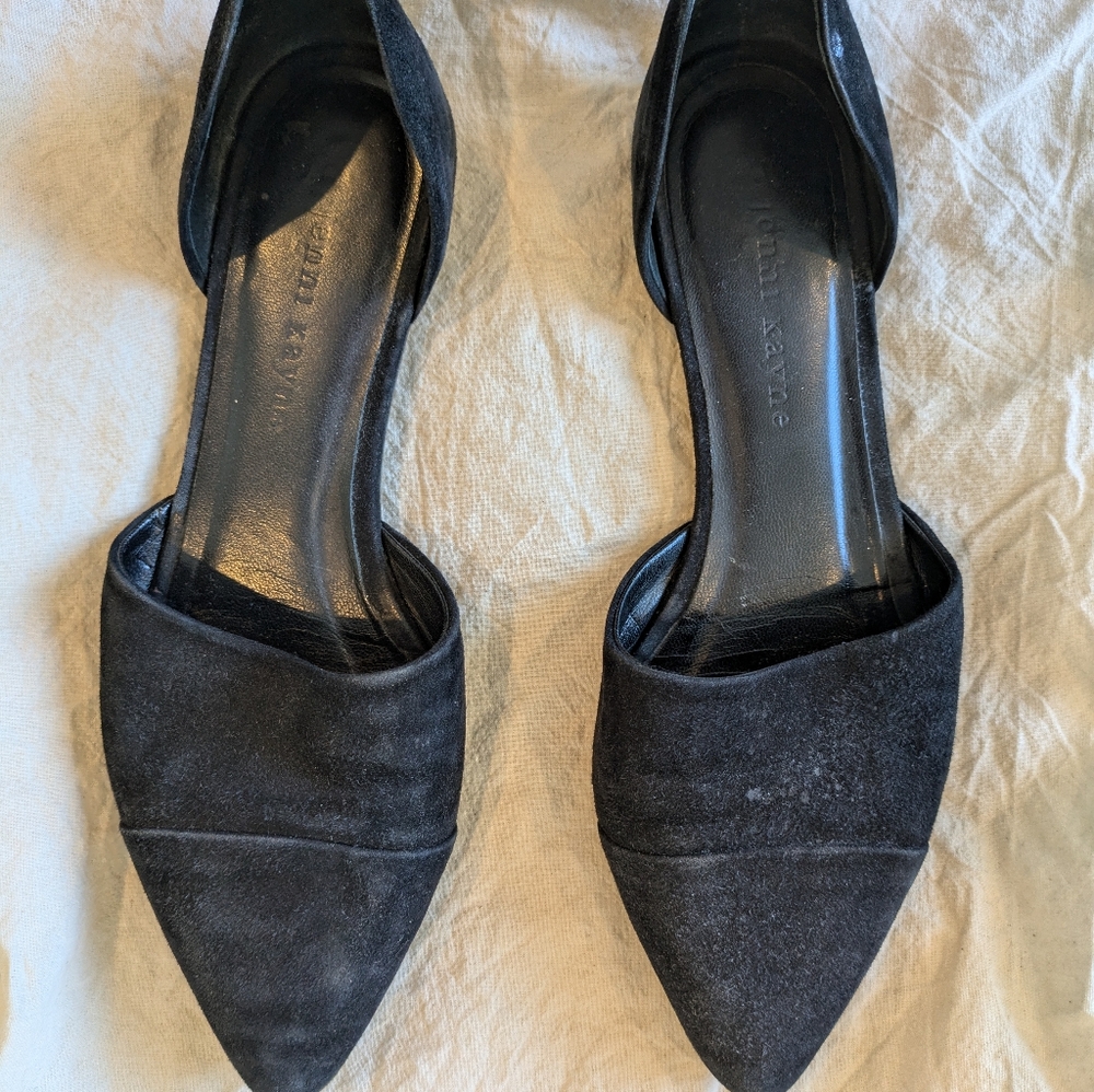 Jenni Kayne Black Suede D'Orsay Mule Size 37.5